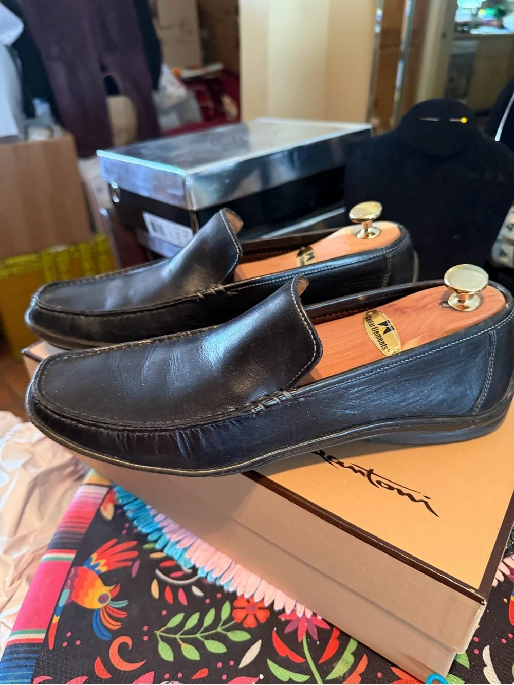 Santoni Leather Casual Loafers